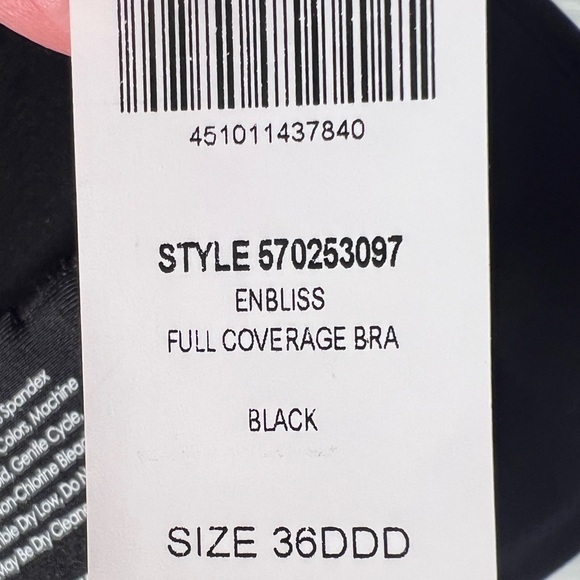 NWT Soma Enbliss Full Coverage Underwire Padded Tshirt Bra 36 DDD Black #0130 - Picture 9 of 13